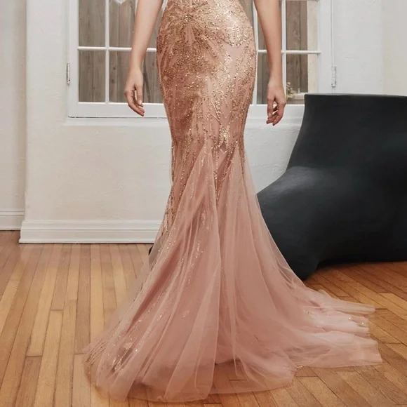 Strapless Mermaid Gown Rose Gold - Picture 4 of 12